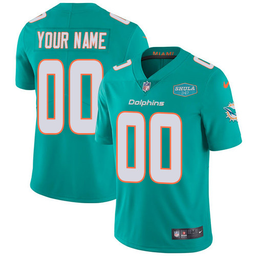Men's Miami Dolphins ACTIVE PLAYER Custom Aqua 2020 With 347 Shula Patch NFL Vapor Untouchable Limited Stitched Jersey